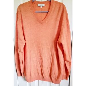 Turnbury 2XT Sweater Men's V Neck 100% Extra Fine Merino Wool Peach X Fine Wool‎